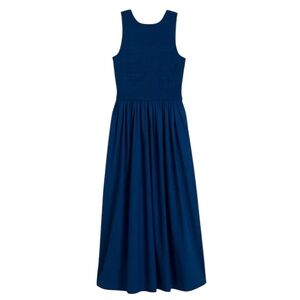 Madewell The Melody Scoopback Smocked Midi Dress in Blue Moon